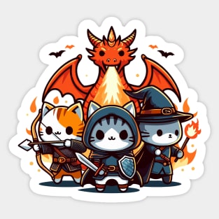 Cute Kawaii Funny RPG Fantasy World Board Game Cat Pet Lover Dragon Knight Archer Wizard Sticker